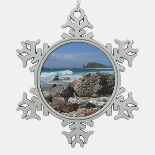 St. Thomas Rocky Beach Tin Sneeuwvlok Ornament (Voorkant)