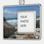 St. Thomas Rocky Beach Verzilverd Omlijst Ornament (Links)