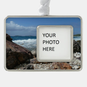 St. Thomas Rocky Beach Verzilverd Omlijst Ornament