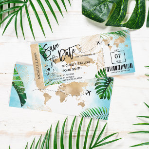 ST THOMAS Save the Date Boarding Pass Beach Kaart