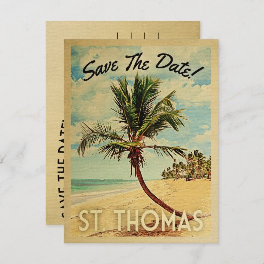 St. Thomas Save the Date  USVI Beach Aankondigingskaart (Voorkant / Achterkant)
