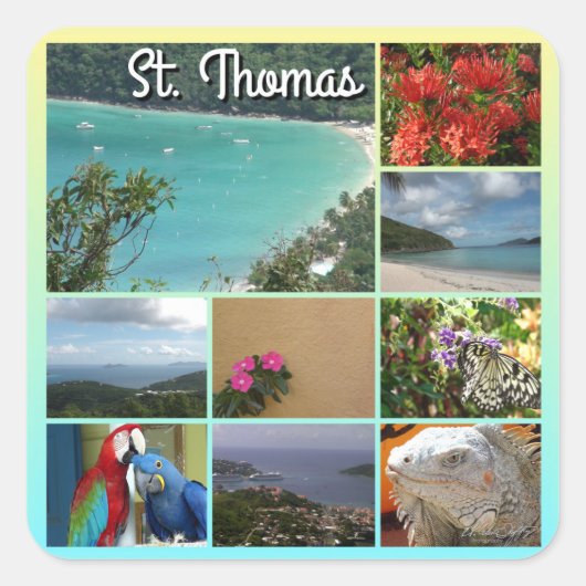 St. Thomas - Schilderachtig Foto Collage 6115 Vierkante Sticker (Voorkant)