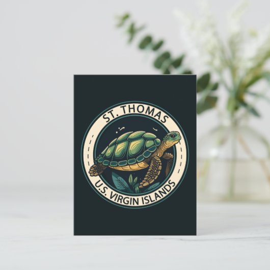 St Thomas schildpad badge op de Amerikaanse Maagde Briefkaart (Staand voorkant)
