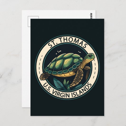 St Thomas schildpad badge op de Amerikaanse Maagde Briefkaart (Voorkant / Achterkant)