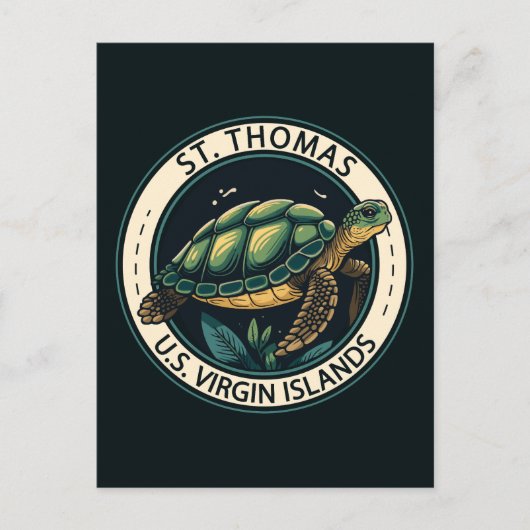St Thomas schildpad badge op de Amerikaanse Maagde Briefkaart (Voorkant)