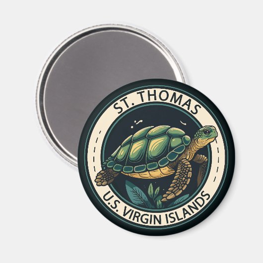 St Thomas schildpad badge op de Amerikaanse Maagde Magneet (Voorkant / Achterkant)
