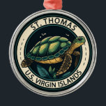 St Thomas schildpad badge op de Amerikaanse Maagde Metalen Ornament<br><div class="desc">St Thomas vector art ontwerp. Het staat bekend om zijn stranden en snorkelplekken.</div>