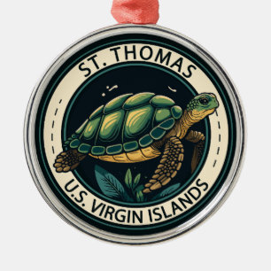St Thomas schildpad badge op de Amerikaanse Maagde Metalen Ornament