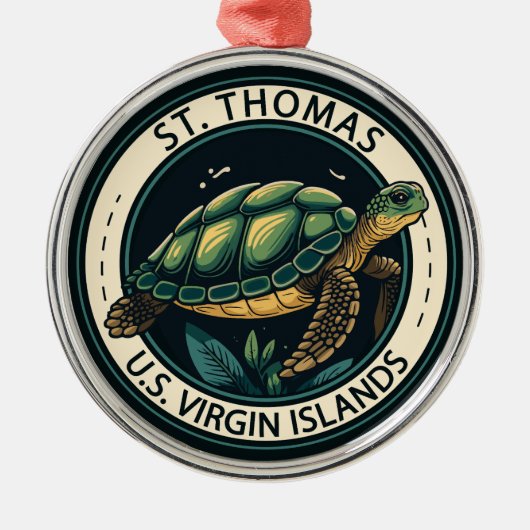 St Thomas schildpad badge op de Amerikaanse Maagde Metalen Ornament (Voorkant)