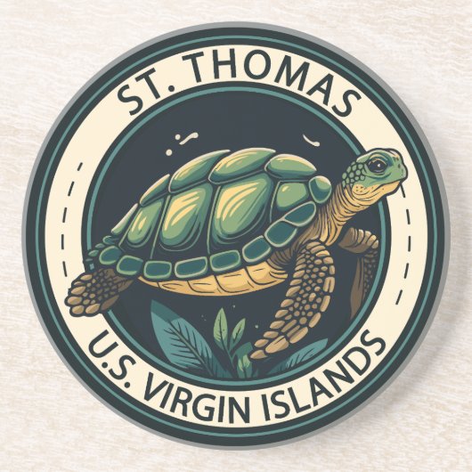 St Thomas schildpad badge op de Amerikaanse Maagde Zandsteen Onderzetter (Voorkant)