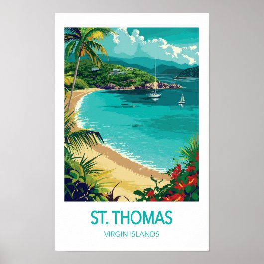 St. Thomas Travel Poster, US Virgin Islands Poster (Voorkant)
