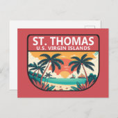 St Thomas U.S. Maagdeneilanden Retro Embleem Briefkaart (Voorkant / Achterkant)