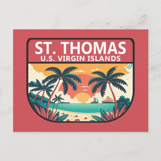 St Thomas U.S. Maagdeneilanden Retro Embleem Briefkaart (Voorkant)