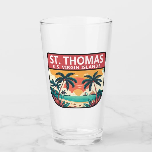 St Thomas U.S. Maagdeneilanden Retro Embleem Glas (Voorkant)