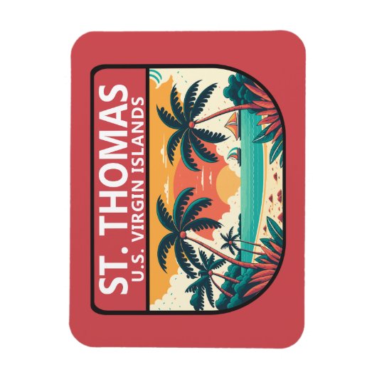 St Thomas U.S. Maagdeneilanden Retro Embleem Magneet (Verticaal)