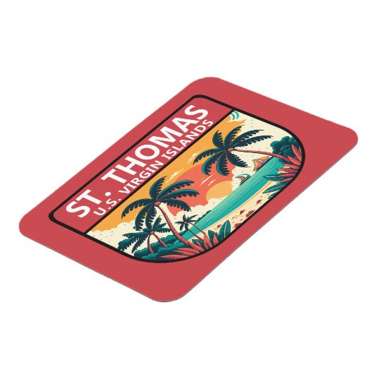 St Thomas U.S. Maagdeneilanden Retro Embleem Magneet (Linkerzijde)
