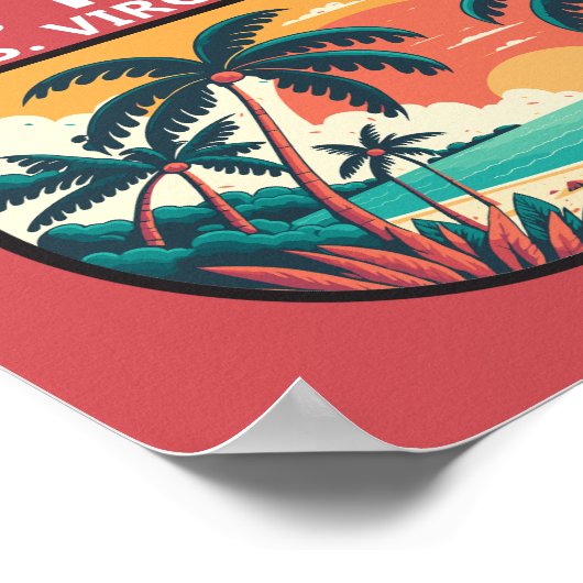 St Thomas U.S. Maagdeneilanden Retro Embleem Poster (Hoek)