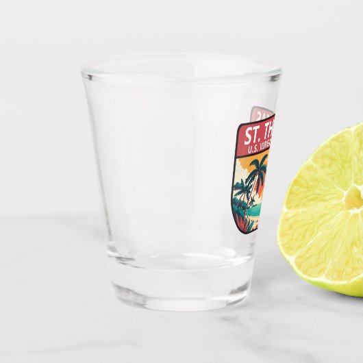 St Thomas U.S. Maagdeneilanden Retro Embleem Shot Glas (Links)