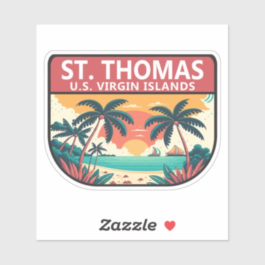 St Thomas U.S. Maagdeneilanden Retro Embleem Sticker (Vel)