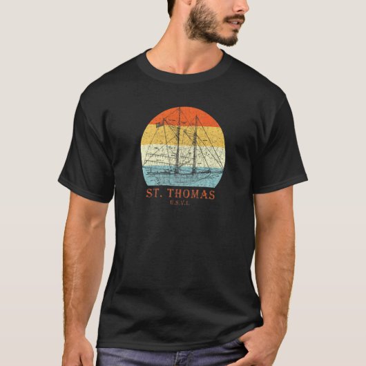 St Thomas Usvi Blueprint Sailboat Vacking T-shirt (Voorkant)