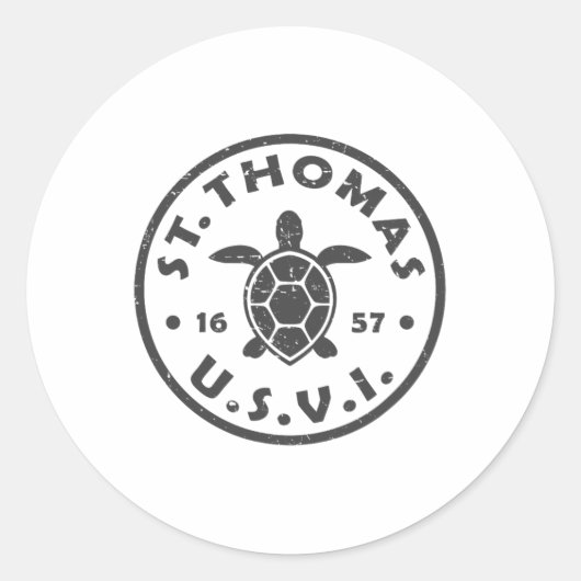 St Thomas Usvi Zeeschildpad Mannen Vrouwen Kindere Ronde Sticker (Voorkant)