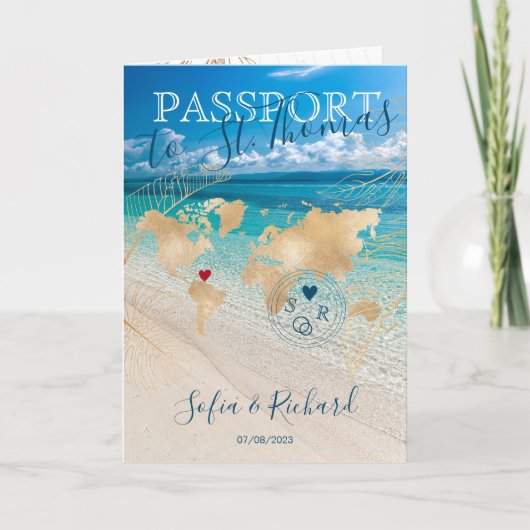 St. Thomas Wedding Destination Passport Wereldkaar (Voorkant)