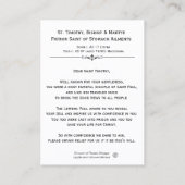 St. Timothy Bishop Martyr Prayer Heilige Kaart Visitekaartje (Achterkant)