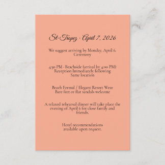 St. Tropez Destination Wedding  Enclosure Card Informatiekaartje