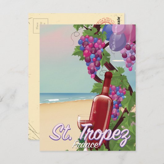 st. tropez France-reisposter voor wijn Briefkaart (Voorkant / Achterkant)