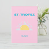 St. Tropez, Frankrijk, Preppy, Roze Bedankkaart (Staand voorkant)