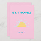St. Tropez, Frankrijk, Preppy, Roze Bedankkaart (Voorkant / Achterkant)
