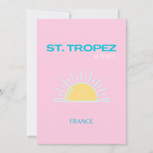 St. Tropez, Frankrijk, Preppy, Roze Bedankkaart