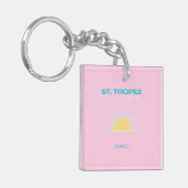 St. Tropez, Frankrijk, Preppy, Roze Sleutelhanger (Voorkant Links)