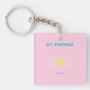 St. Tropez, Frankrijk, Preppy, Roze Sleutelhanger