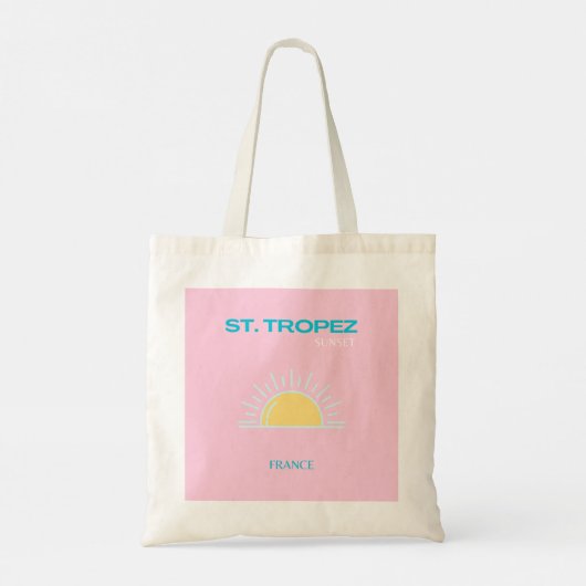 St. Tropez, Frankrijk, Preppy, Roze Tote Bag (Achterkant)