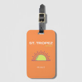St. Tropez, Frankrijk, Sunset, Travel Art, Oranje Bagagelabel (Voorkant (verticaal))