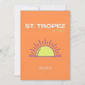 St. Tropez, Frankrijk, Sunset, Travel Art, Oranje Bedankkaart (Voorkant)