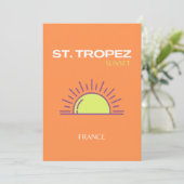St. Tropez, Frankrijk, Sunset, Travel Art, Oranje Bedankkaart (Staand voorkant)