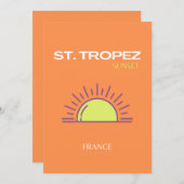 St. Tropez, Frankrijk, Sunset, Travel Art, Oranje Bedankkaart (Voorkant / Achterkant)