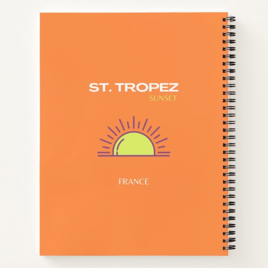 St. Tropez, Frankrijk, Sunset, Travel Art, Oranje Notitieboek (Achterkant)