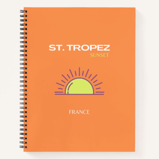 St. Tropez, Frankrijk, Sunset, Travel Art, Oranje Notitieboek (Voorkant)