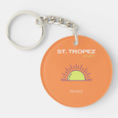 St. Tropez, Frankrijk, Sunset, Travel Art, Oranje Sleutelhanger (Voorkant)