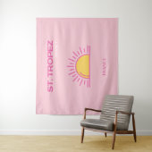 St. Tropez, Frankrijk, Sunset, Travel Art, Pink Wandkleed (In situ)