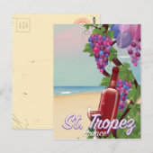 st. tropez Frankrijk wijn reisposter Briefkaart (Voorkant / Achterkant)