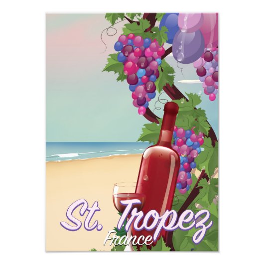 st. tropez Frankrijk wijn reisposter Foto Afdruk (Voorkant)