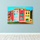 St. Tropez House op strand Canvas Afdruk (Insitu (Houten vloer))