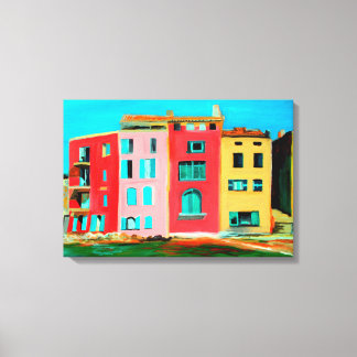 St. Tropez House op strand Canvas Afdruk