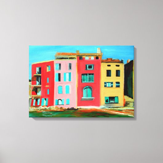 St. Tropez House op strand Canvas Afdruk (Voorkant)
