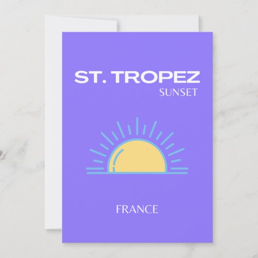 St. Tropez, Sunset, Paars Bedankkaart (Voorkant)