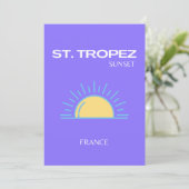 St. Tropez, Sunset, Paars Bedankkaart (Staand voorkant)